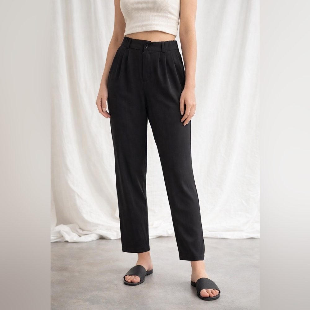 Faith and Joy Black Wide Leg Pants Size M High Waist Casual Elegant